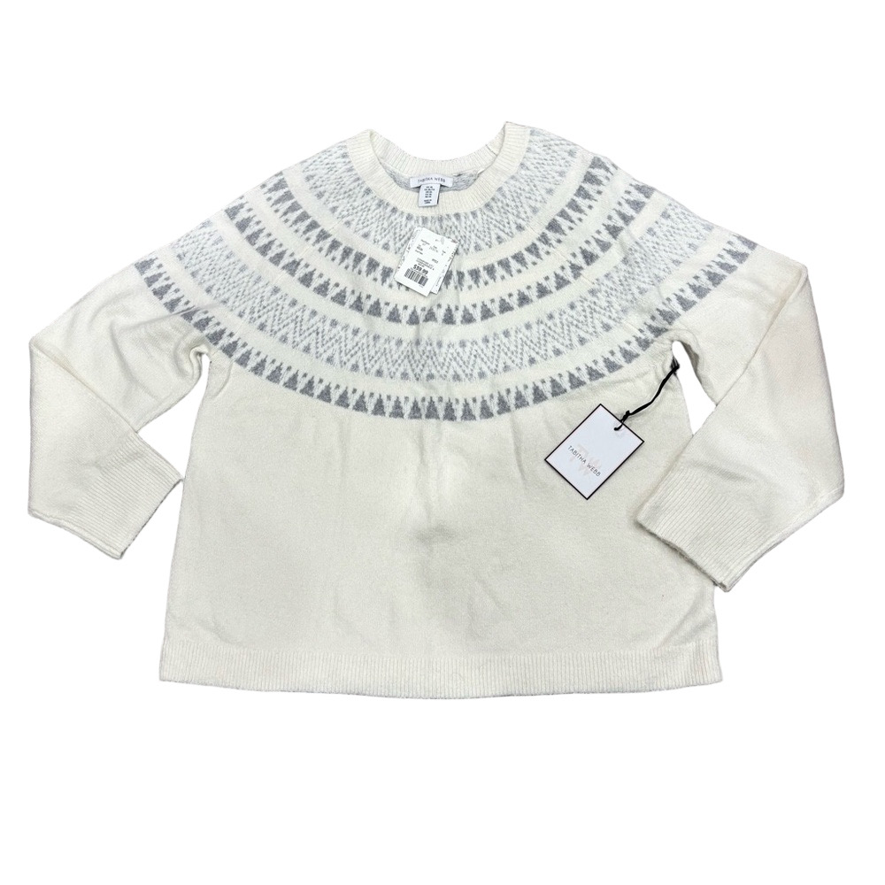 Tabitha Webb White and Grey Knit Sweater Size XL NWT
